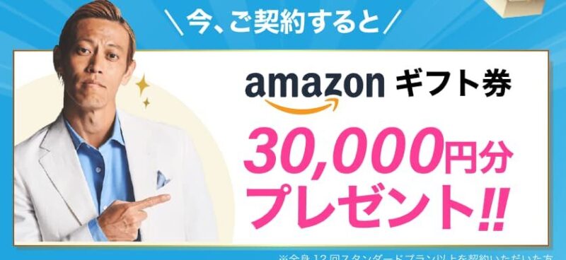 キャンペーン内容：Amazonギフト３万円分プレゼント