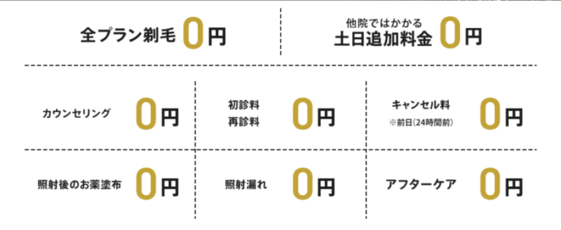 DBC大美会クリニックの無料サービス一覧