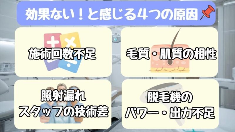脱毛効果を実感できない4つの原因