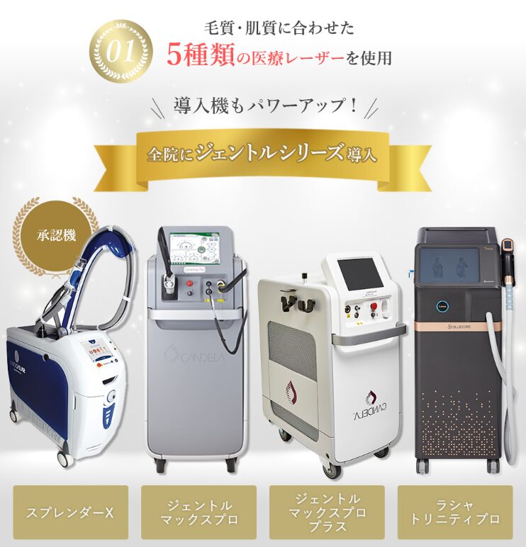 DBC大美会クリニックの脱毛機一覧