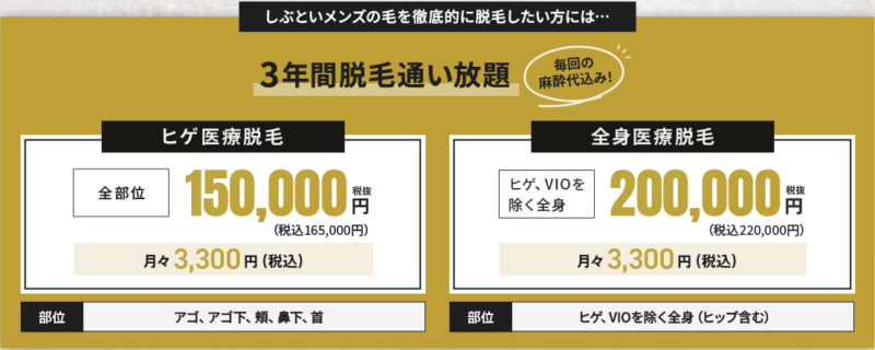 大美会クリニック：3年間通い放題プラン